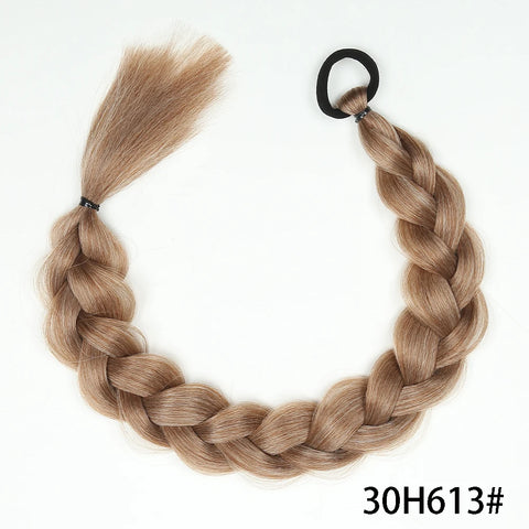 Synthetic Long Twist Braid Ponytail Extensions With Rubber Band 24 Inch Boxing Braided Hair Extensions For Women Daily Use