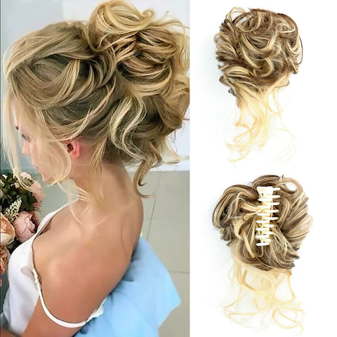 Chorliss Synthetic Claw Chignon Women Messy Curly Fluffy Hair Bun Clip In Ponytail Hair Extensions Natural False Hairpieces