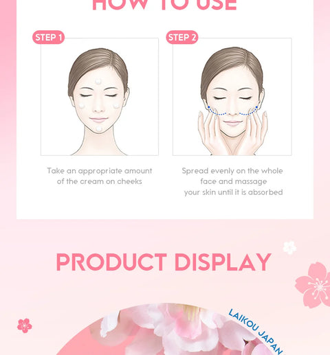 LAIKOU 60g Japan Sakura Essence Face Cream Cherry Blossom Facial Cream Moisturizing Firming  Korean Skin Care