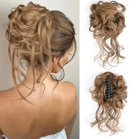 Chorliss Synthetic Claw Chignon Women Messy Curly Fluffy Hair Bun Clip In Ponytail Hair Extensions Natural False Hairpieces